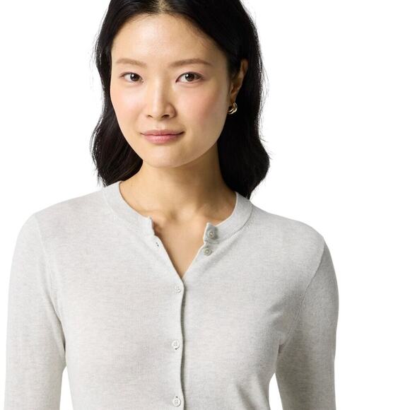 NWT J.Crew Factory Heather Gray Cotton Cardigan XS Lightweight Classic - Picture 2 of 6